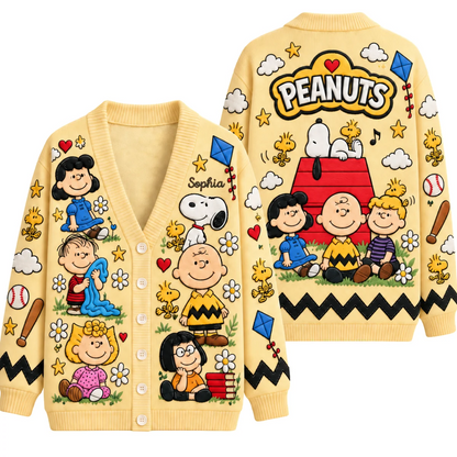 PN Celebrates Friendship Cute Cartoon Cozy Cardigan, Vintage Style Gifts For Her
