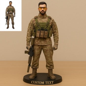 Custom Soldier Photo Pixar Cartoon Style Acrylic Plaque