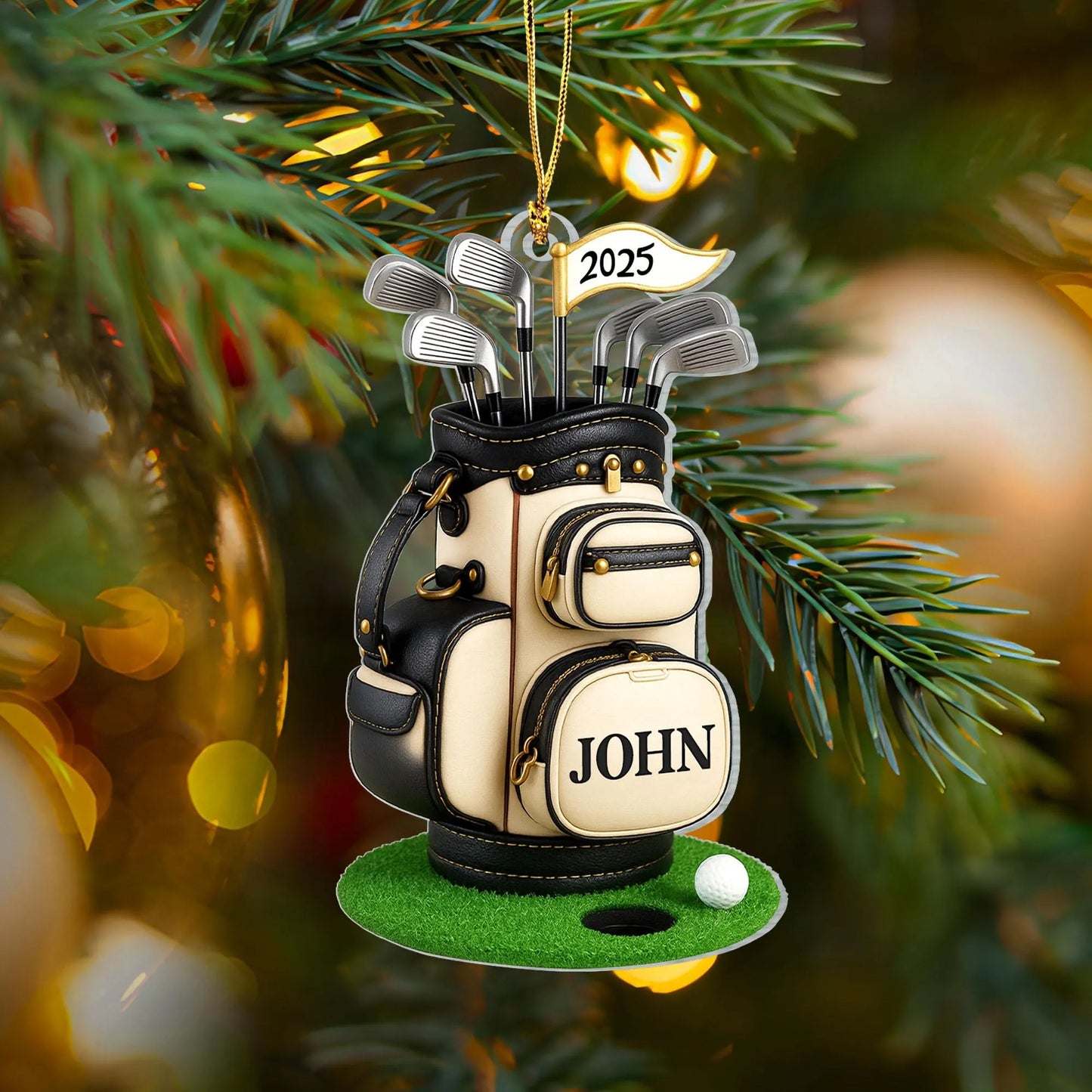 Golf Bag - Personalized Golf Lover Custom Shaped Acrylic Ornament, Gift for Golf Dad, Gift For Pro Golfer, Golf Club Gift