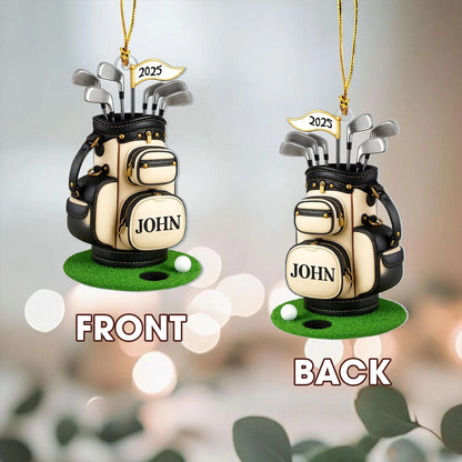 Golf Bag - Personalized Golf Lover Custom Shaped Acrylic Ornament, Gift for Golf Dad, Gift For Pro Golfer, Golf Club Gift