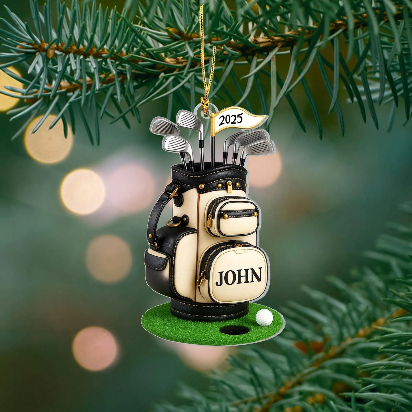 Golf Bag - Personalized Golf Lover Custom Shaped Acrylic Ornament, Gift for Golf Dad, Gift For Pro Golfer, Golf Club Gift