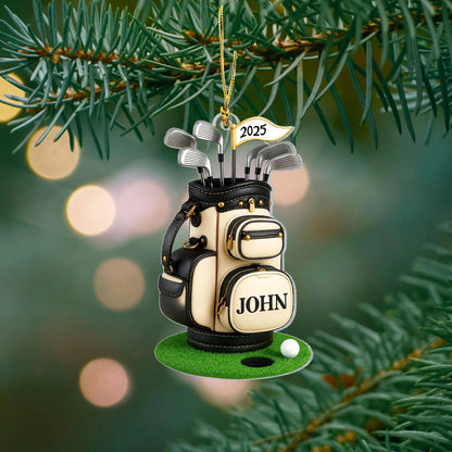 Golf Bag - Personalized Golf Lover Custom Shaped Acrylic Ornament, Gift for Golf Dad, Gift For Pro Golfer, Golf Club Gift