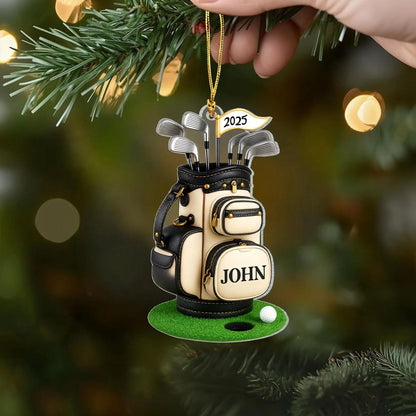 Golf Bag - Personalized Golf Lover Custom Shaped Acrylic Ornament, Gift for Golf Dad, Gift For Pro Golfer, Golf Club Gift