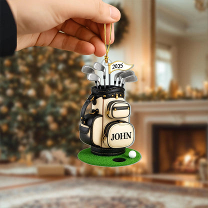 Golf Bag - Personalized Golf Lover Custom Shaped Acrylic Ornament, Gift for Golf Dad, Gift For Pro Golfer, Golf Club Gift