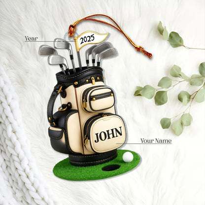 Golf Bag - Personalized Golf Lover Custom Shaped Acrylic Ornament, Gift for Golf Dad, Gift For Pro Golfer, Golf Club Gift