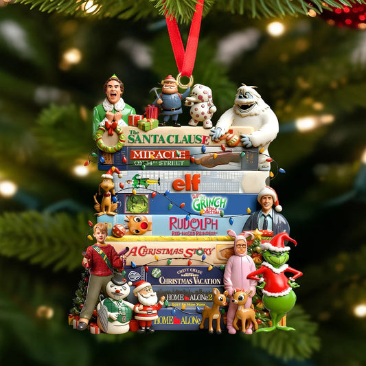 Classic Christmas Films Collection Stack Ornament, Personalized Christmas Gifts