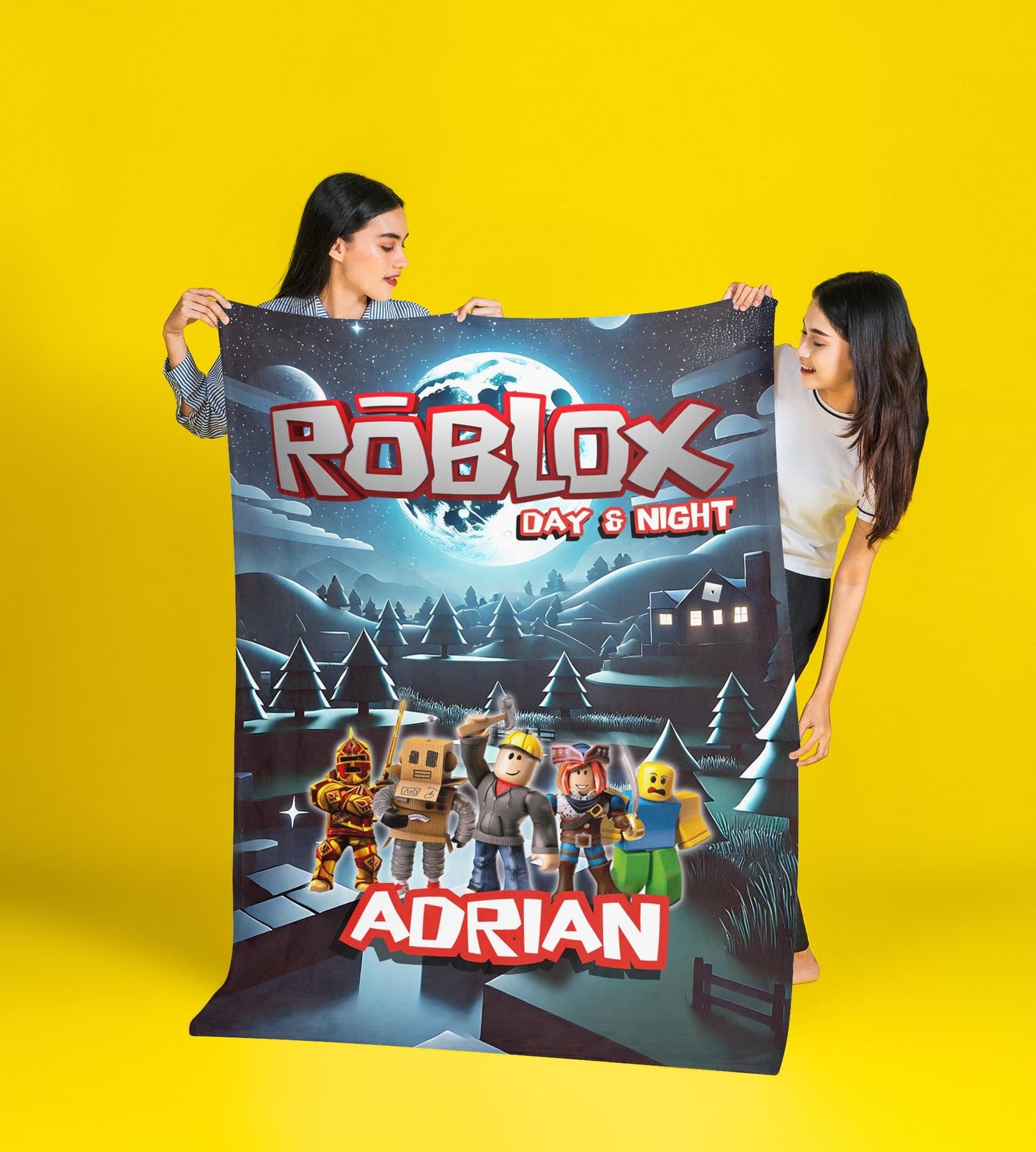 Day & Night Adventure – Personalized Gamer Custom Name Blanket