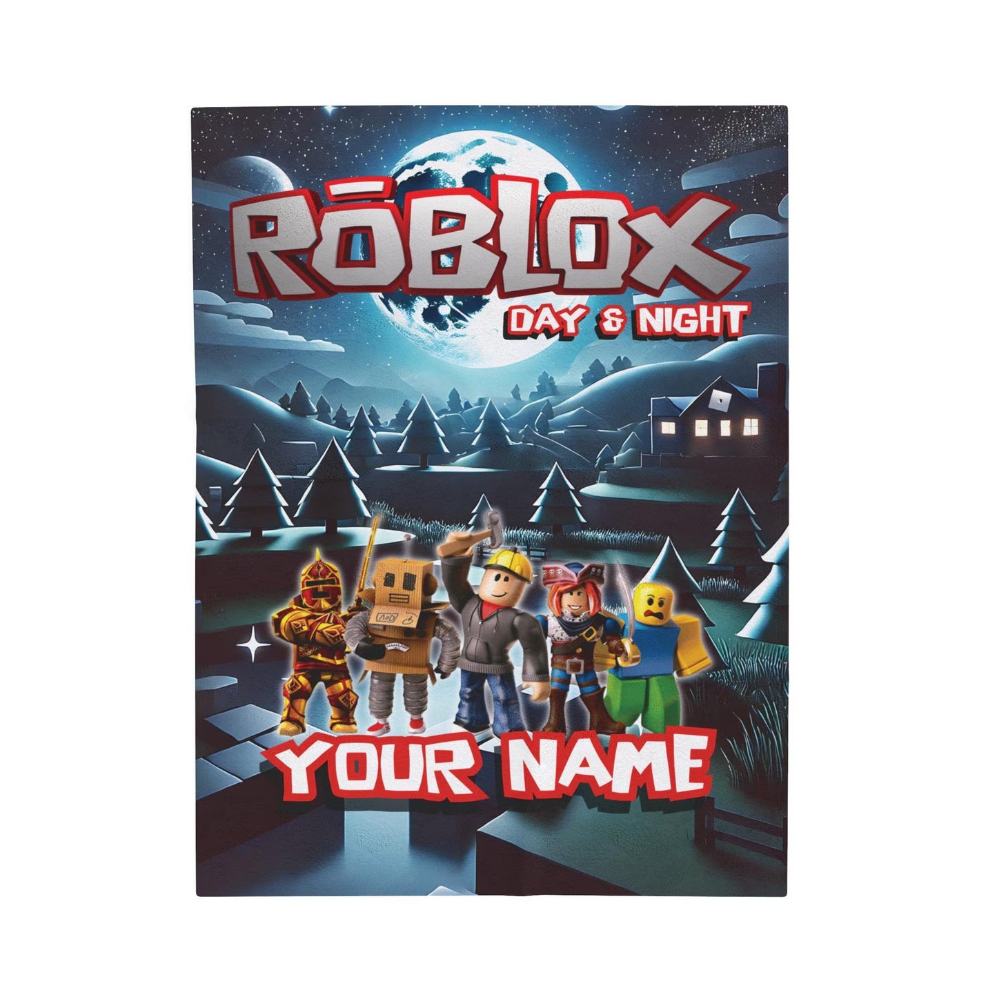 Day & Night Adventure – Personalized Gamer Custom Name Blanket