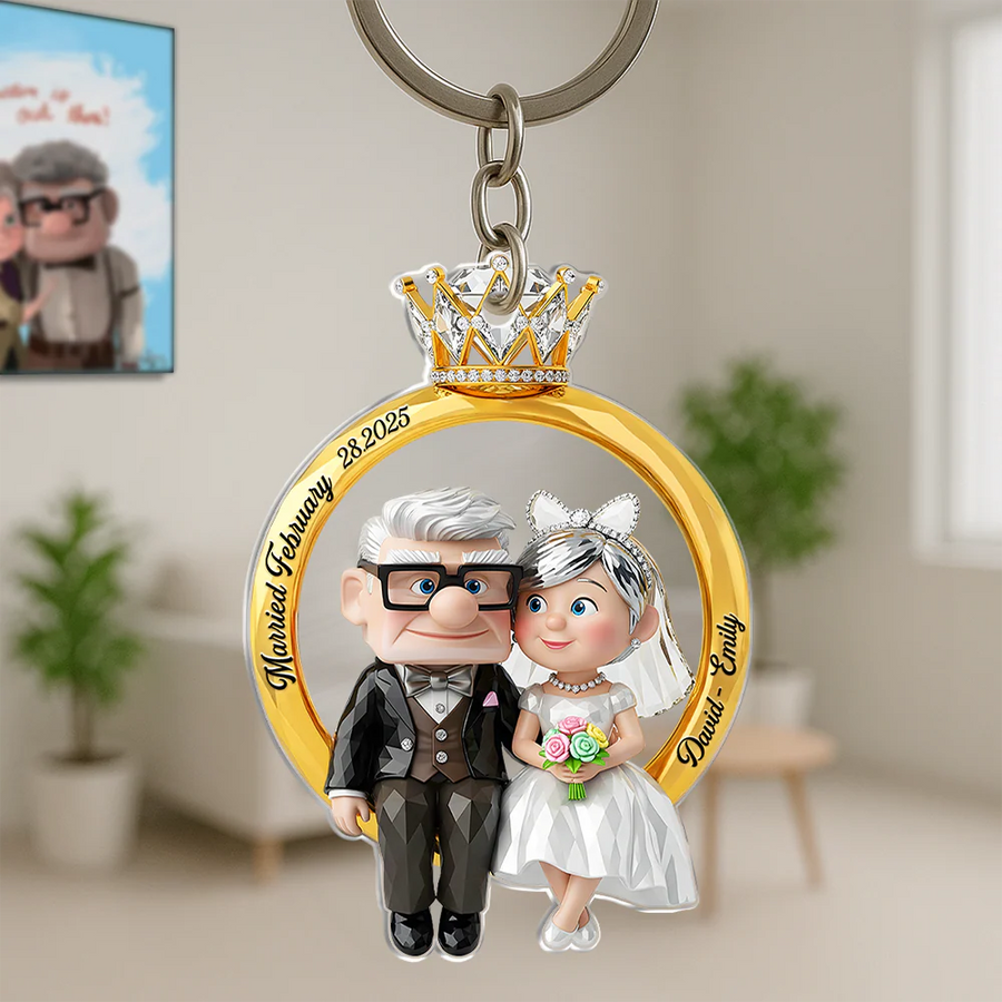 Couple Ring Shape Keychain Personalized Gifts For Couple