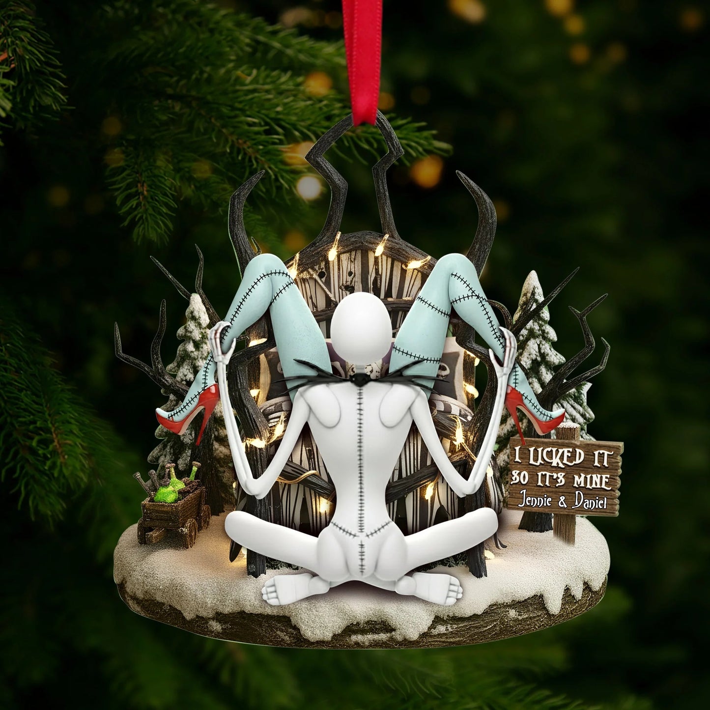 Naughty Skull Couple Ornament - Personalized Christmas Gift For Couples