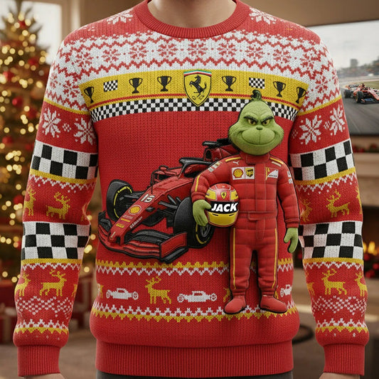 Green Monster Ugly Sweater - Personalized Gifts For Car Lovers Ugly Sweater