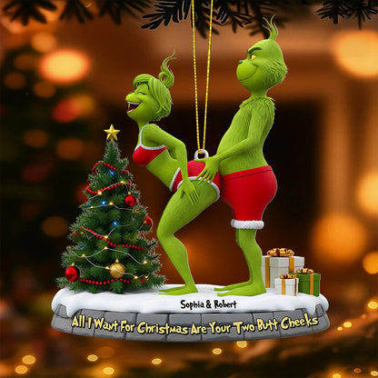Naughty Green Couple Ornament - Personalized Christmas Gifts For Couple
