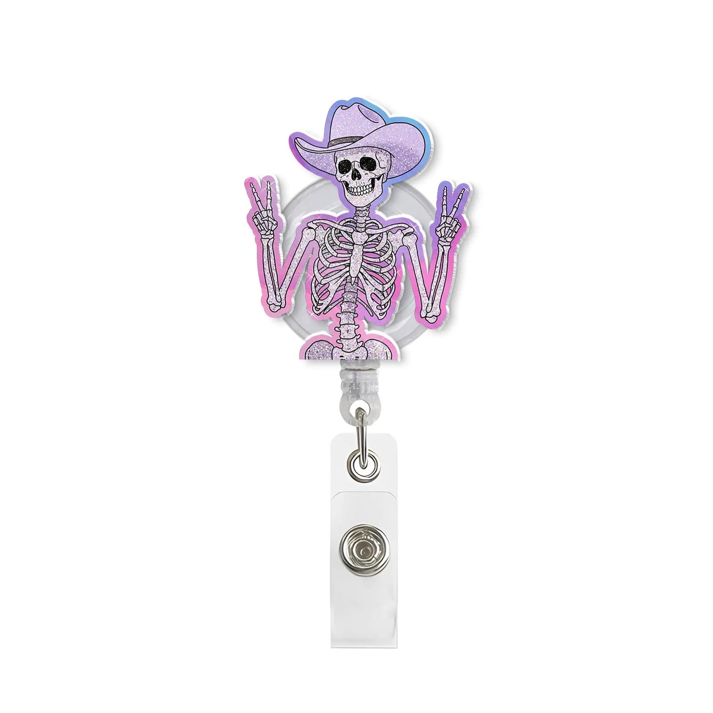 Skeleton Cowboy Badge Reel, Funny Badge Reel, RN Id Holder