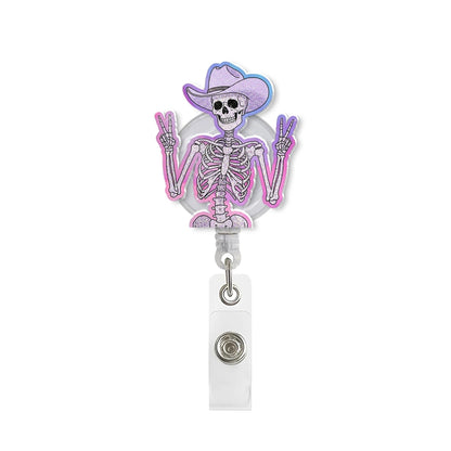 Skeleton Cowboy Badge Reel, Funny Badge Reel, RN Id Holder