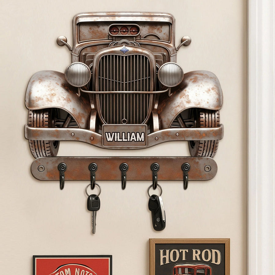 Hot Rod Key Hanger - Personalized Gifts For Hot Rod Lovers