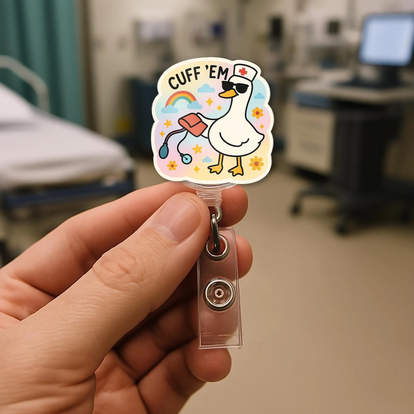 Funny Goose Badge Reel, Nurse ID Badge Holder