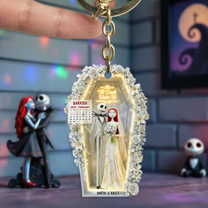 Horror Wedding Couple Keychain - Personalized Gifts For Couple