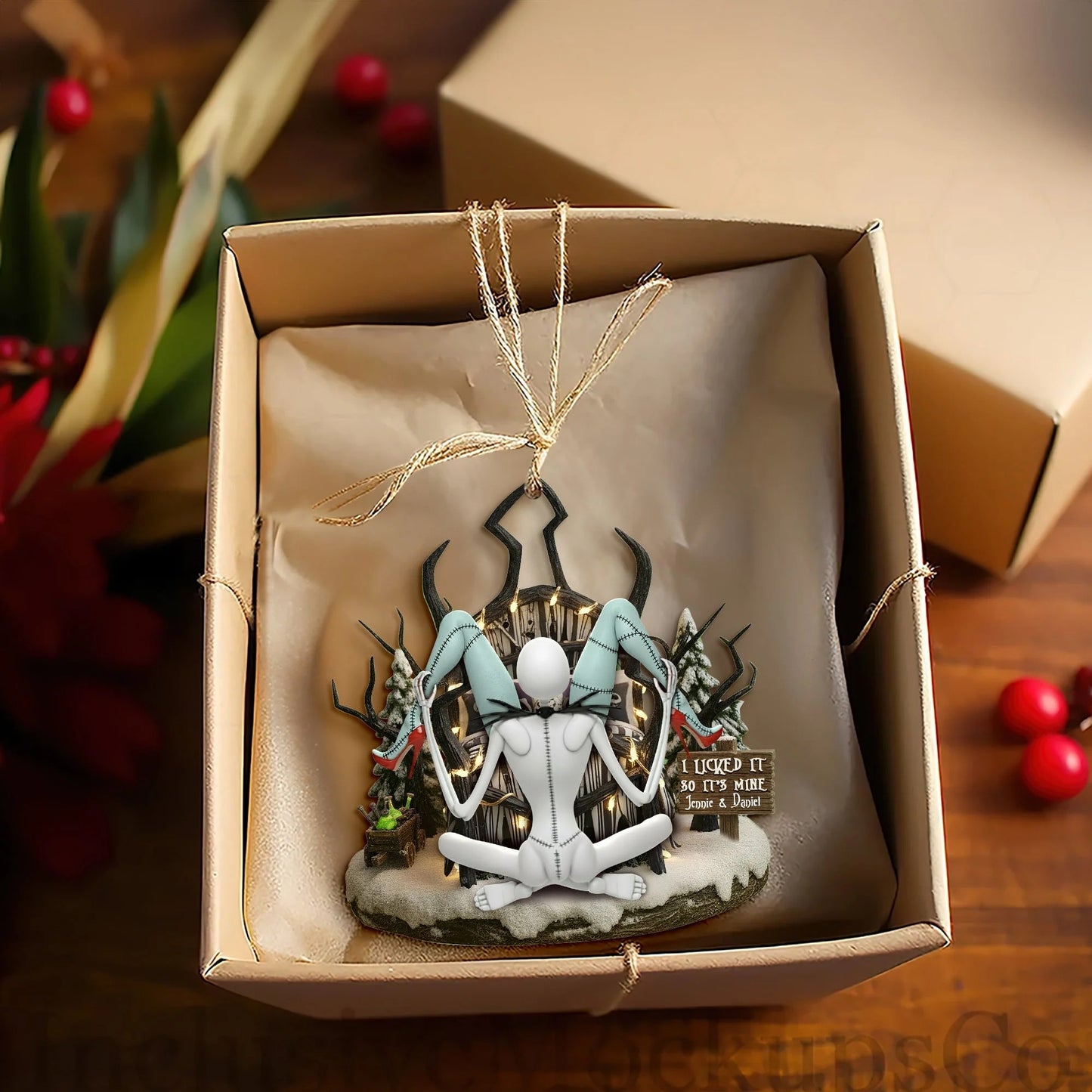 Naughty Skull Couple Ornament - Personalized Christmas Gift For Couples