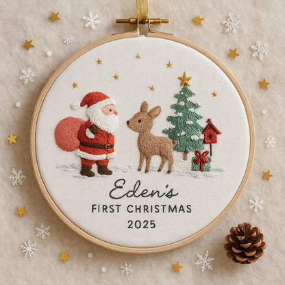 Personalized Embroidered Baby's First Christmas Ornament Keepsake