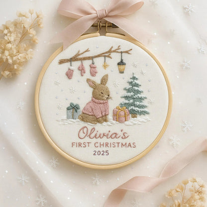 Personalized Embroidered Baby's First Christmas Ornament Keepsake