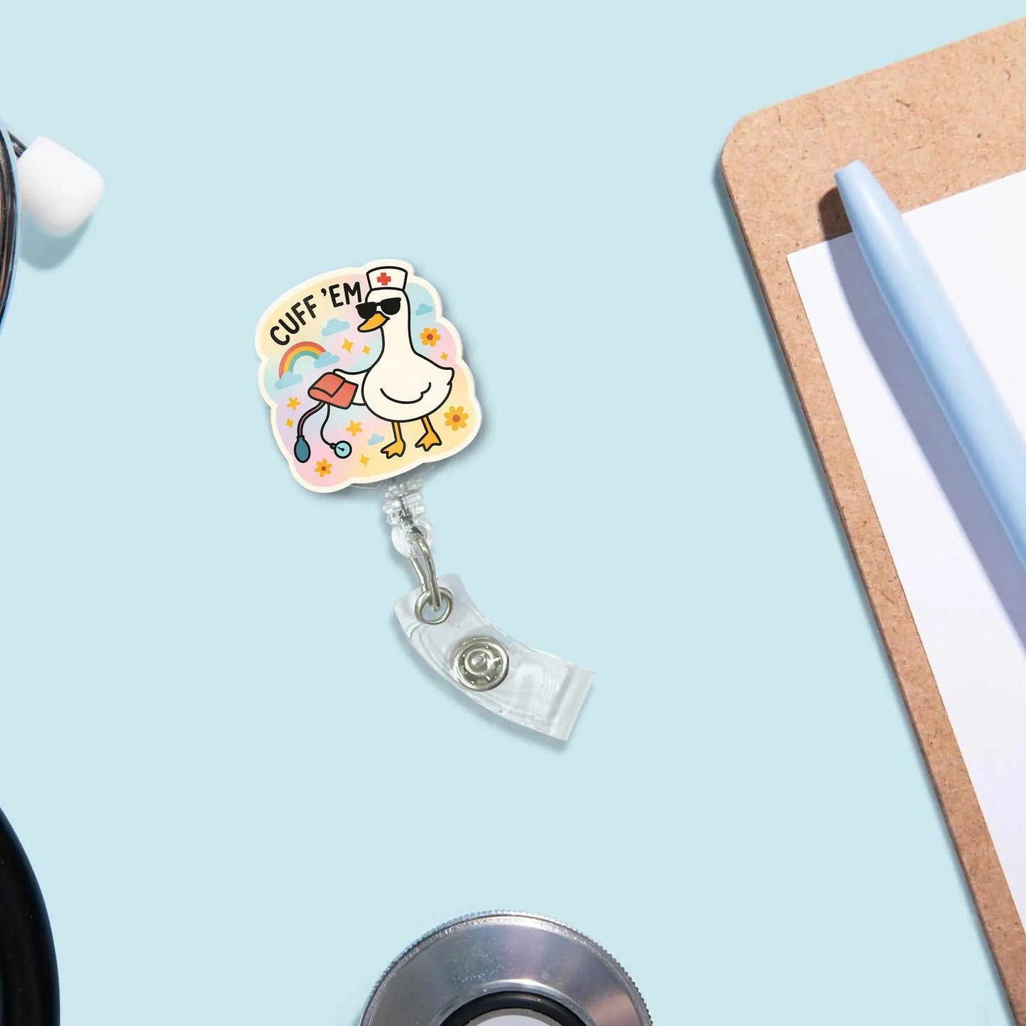Funny Goose Badge Reel, Nurse ID Badge Holder