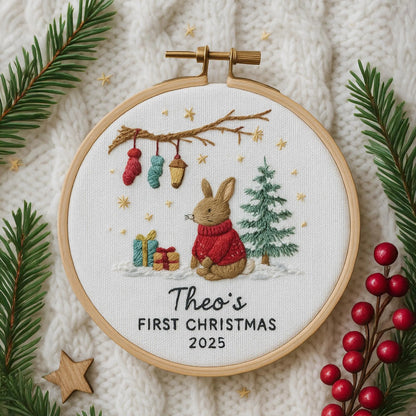 Personalized Embroidered Baby's First Christmas Ornament Keepsake