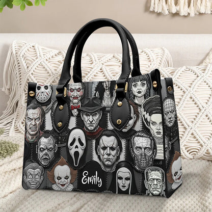 Horror Patches Leather Bag, Personalized Gifts For Horror Movie Fans