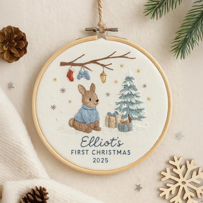 Personalized Embroidered Baby's First Christmas Ornament Keepsake