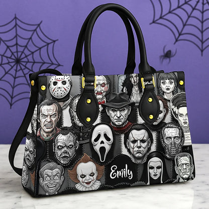 Horror Patches Leather Bag, Personalized Gifts For Horror Movie Fans