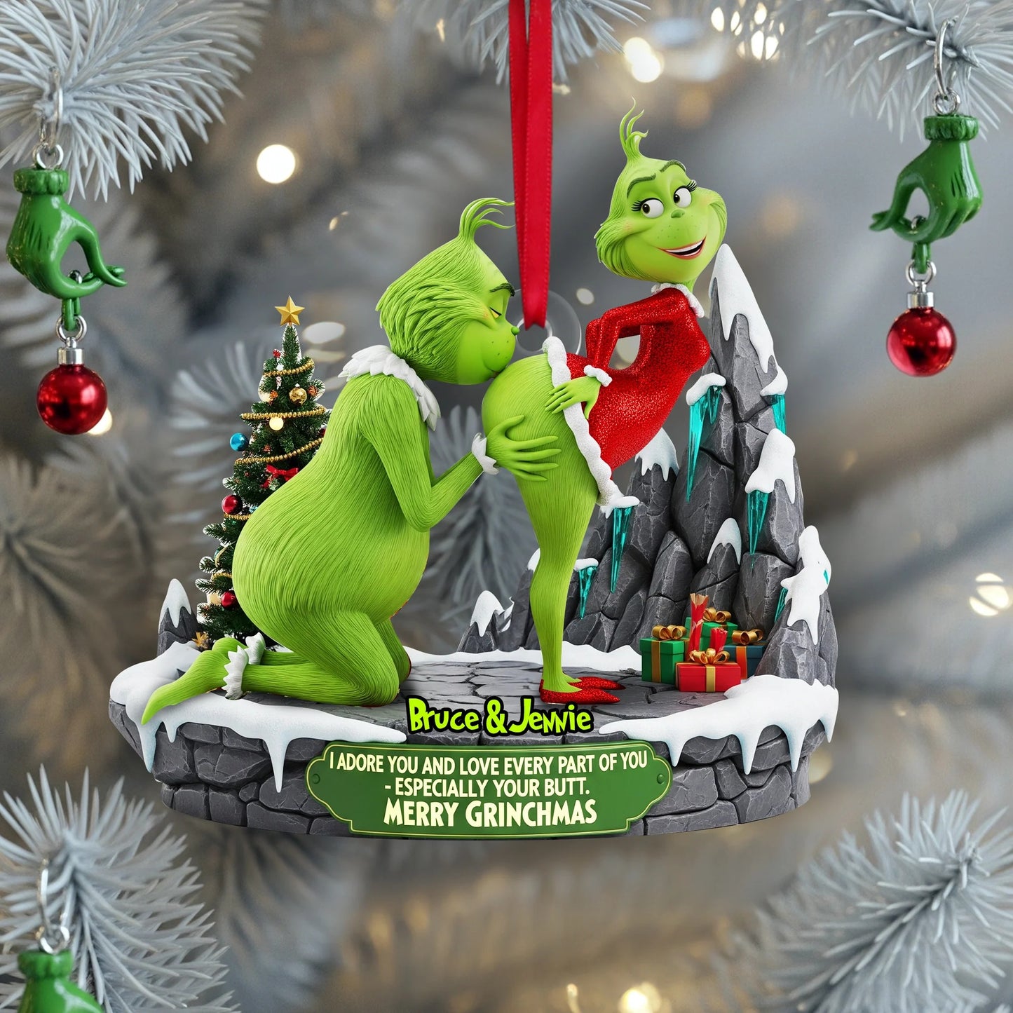 Funny Green Couple Ornament Personalized Christmas Gifts For Couple