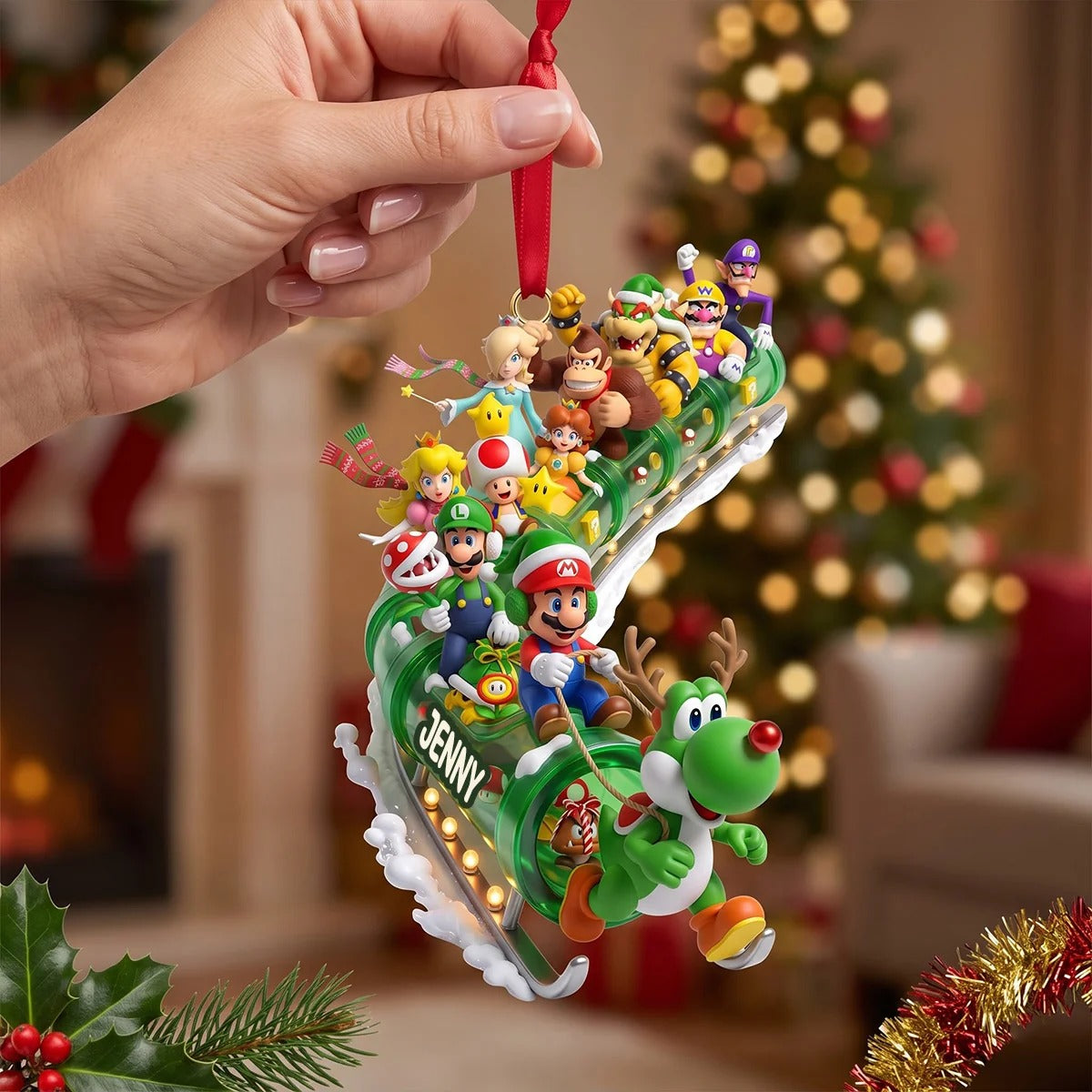 Level Up Snow Sleigh Acrylic Ornament, Personalized Gifts For Christmas