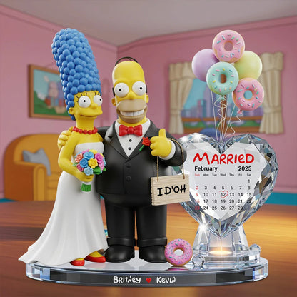 Yellow Cartoon Wedding Couple Plaque - Personalized Gifts For Couple