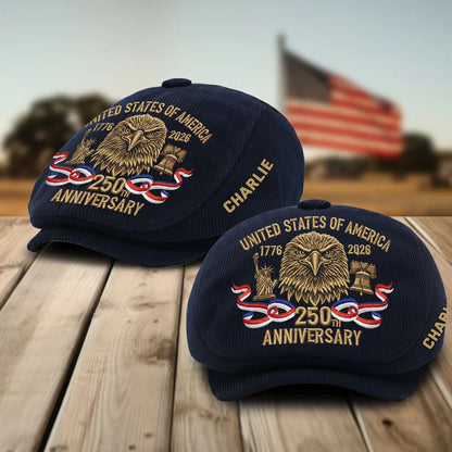 250th Anniversary Of America - Personalized Veteran Newsboy Cap