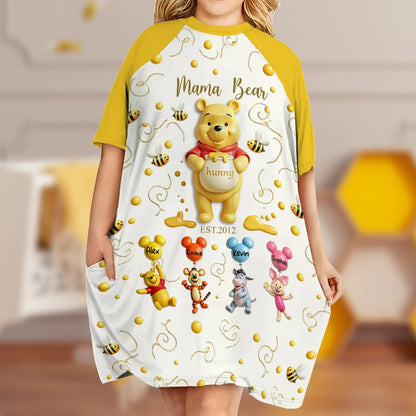 Mama Bear - Personalized Mouse Sleep T-shirt Dress