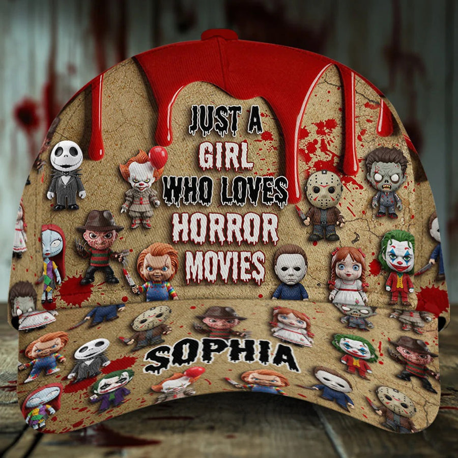 Just A Girl Who Loves Horror Movies - Personalized Classic Cap