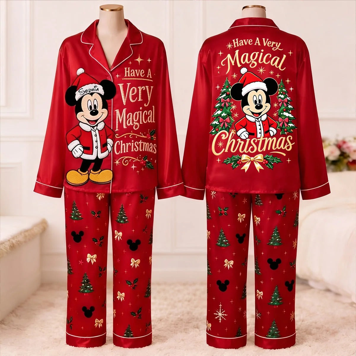 Have A Very Magical Christmas - Personalized Mouse Button Down Pajamas