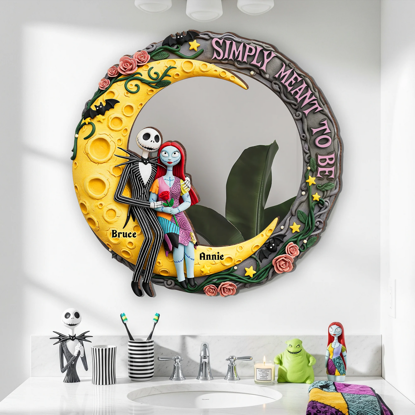 Moonlit Couple's Love Custom Shaped Mirror - Personalized Gifts For Couple