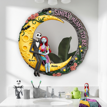 Moonlit Couple's Love Custom Shaped Mirror - Personalized Gifts For Couple