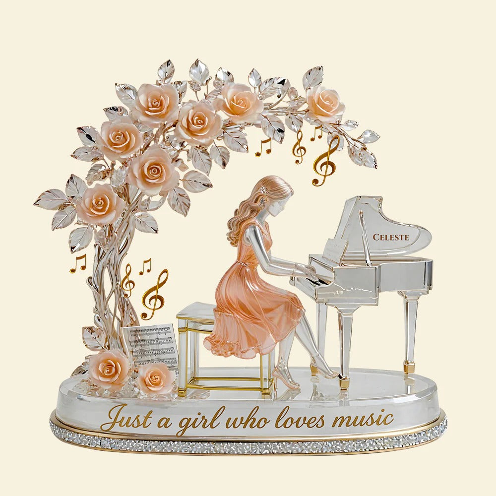 Girl Playing Piano Acrylic Plaque - Personalized Gifts For Piano Lover