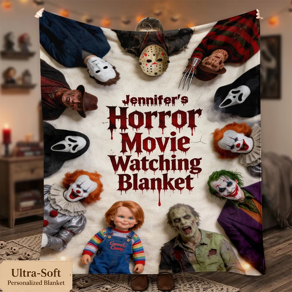 Personalized Horror Legends Blanket – Custom Name Creepy Characters Gift