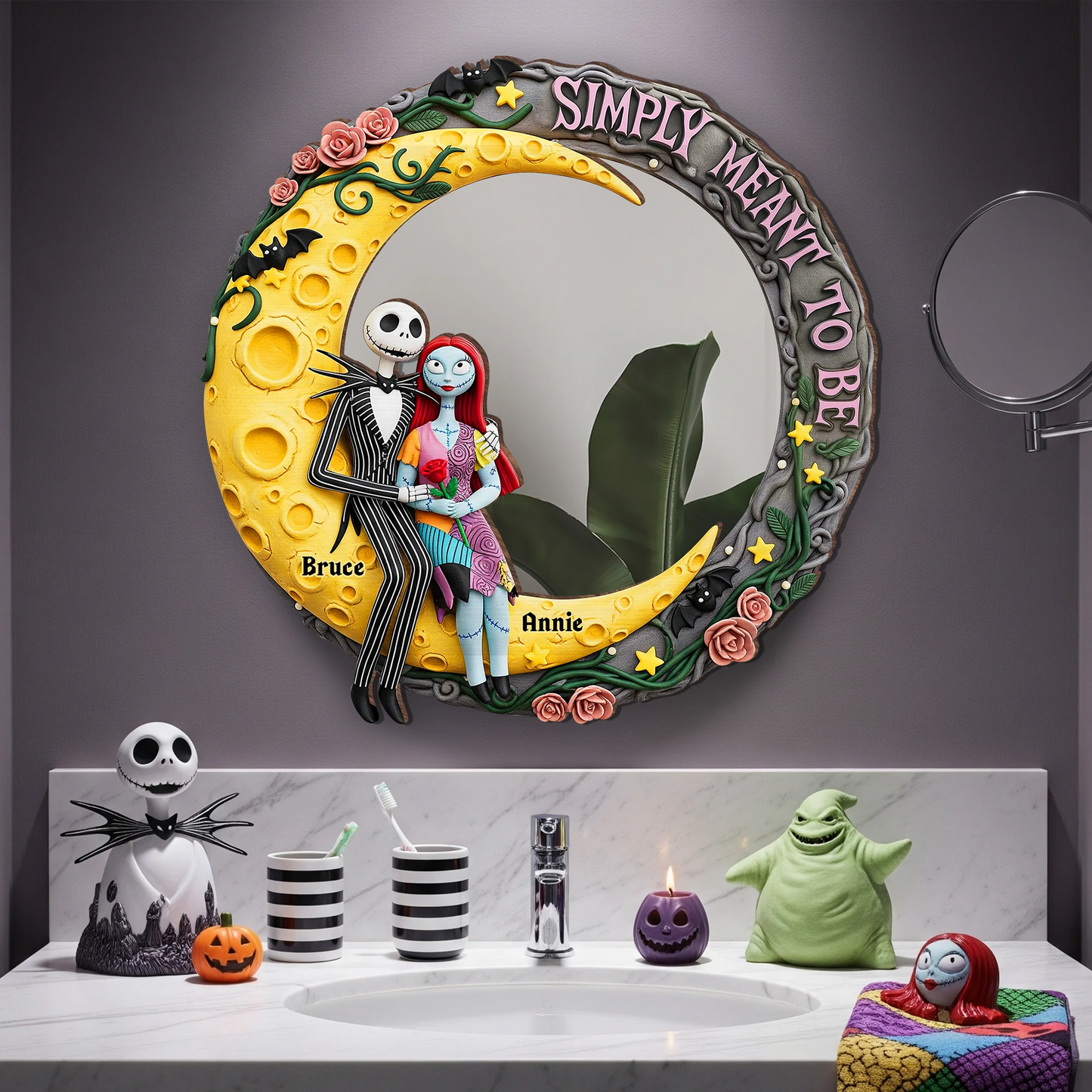 Moonlit Couple's Love Custom Shaped Mirror - Personalized Gifts For Couple