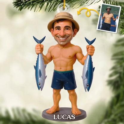 Custom Photo Acrylic Ornament - Personalized Christmas Birthday Fishing Gifts For Fisherman