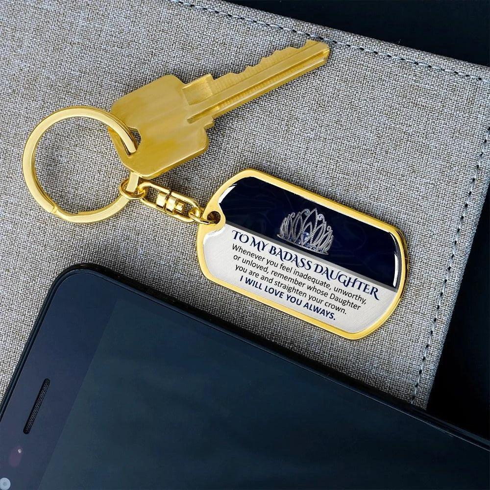 To My Badass Daughter Keychain - Gift Ideas For Adult Daughter Present Ideas