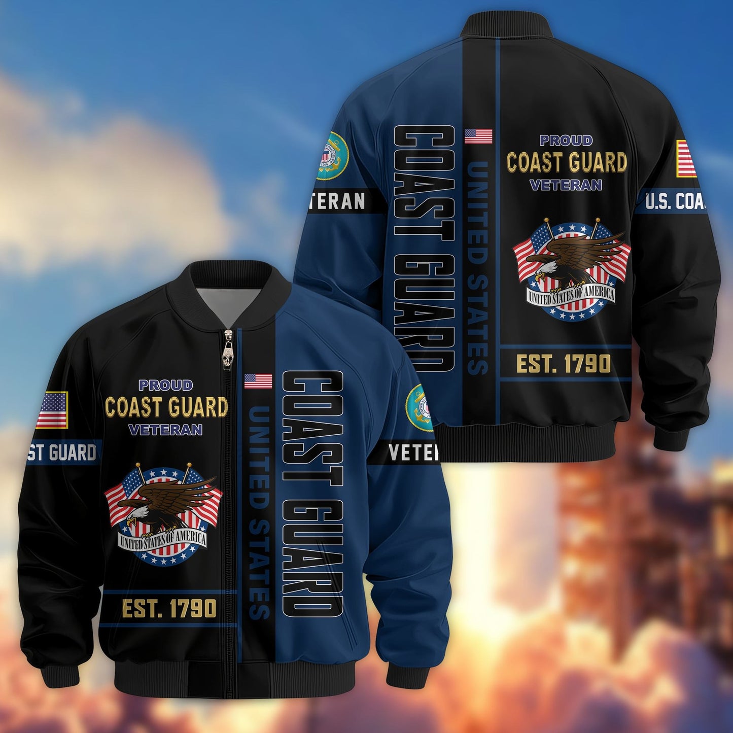 US Veterans Bomber Jacket 2, Gifts For US Veterans, Gifts On Father's Day, Veterans Day