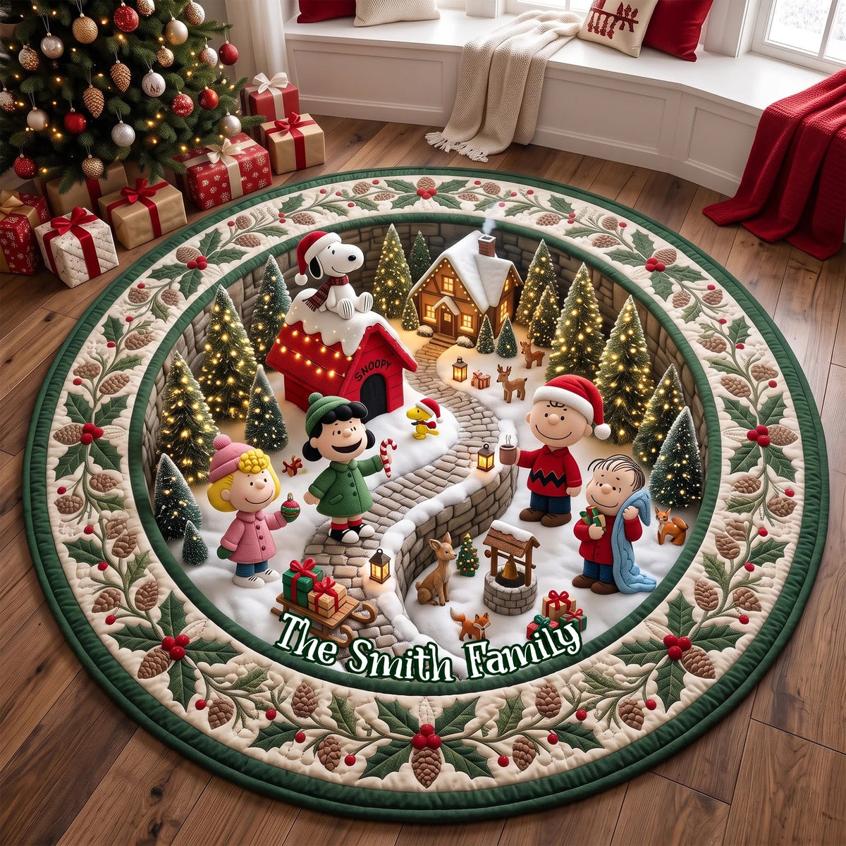 Warm Christmas Round Rug - Personalized Christmas Gifts For Family