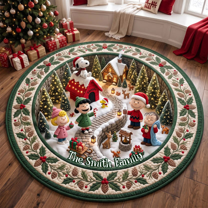 Warm Christmas Round Rug - Personalized Christmas Gifts For Family