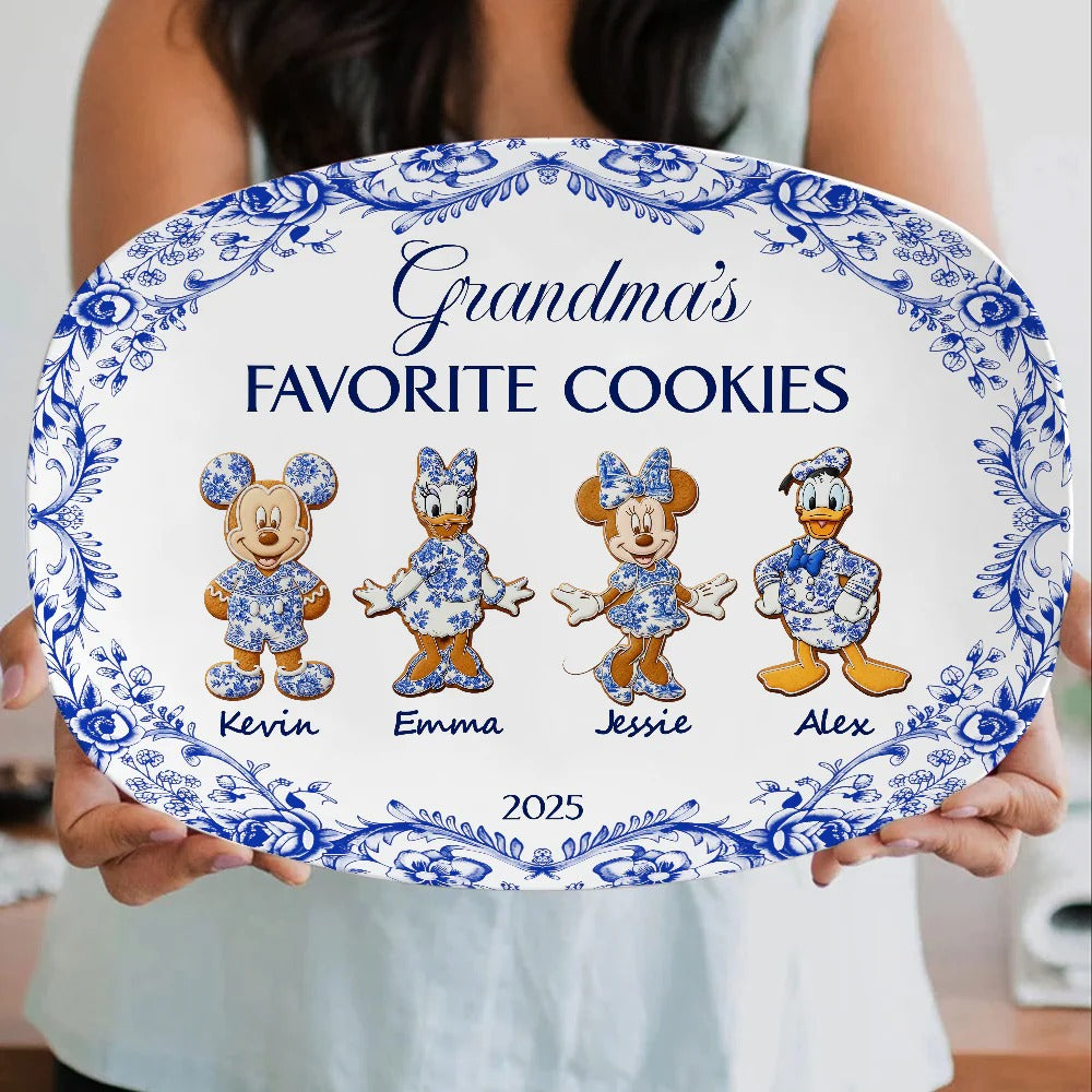 Grandma's Cookies - Personalized Christmas Gifts - Toile De Jouy Blue Floral Plate