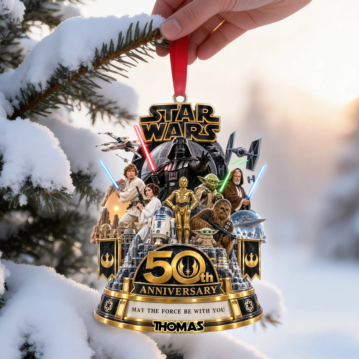 Warriors Merry Christmas Acrylic Ornament - Personalized Christmas Gifts