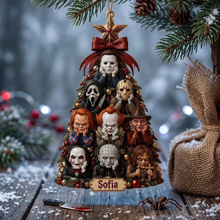 Sincerely Terror Christmas Tree Ornament - Personalized Christmas Gifts For Horror Lovers