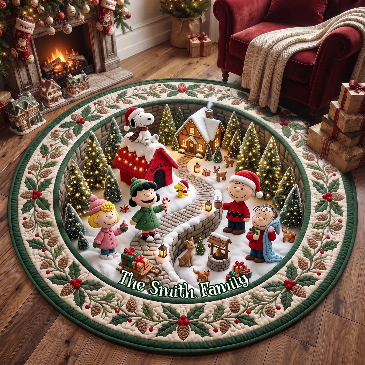 Warm Christmas Round Rug - Personalized Christmas Gifts For Family